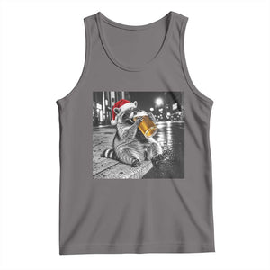 Christmas Raccoon Drinking Beer Trash Panda Feral Tank Top