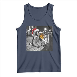 Christmas Raccoon Drinking Beer Trash Panda Feral Tank Top