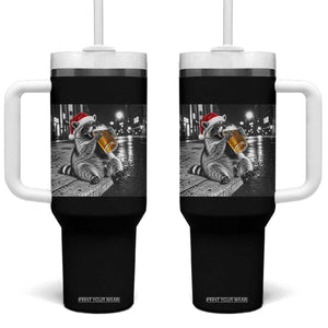 Christmas Raccoon Drinking Beer Trash Panda Feral Tumbler With Handle