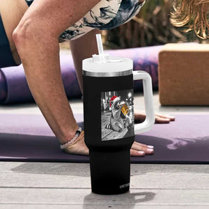 Christmas Raccoon Drinking Beer Trash Panda Feral Tumbler With Handle