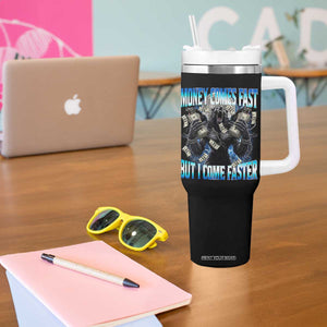 Money Comes Fast But I Come Faster Tumbler With Handle Funny Alpha Wolf Meme