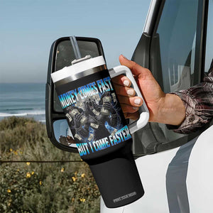 Money Comes Fast But I Come Faster Tumbler With Handle Funny Alpha Wolf Meme