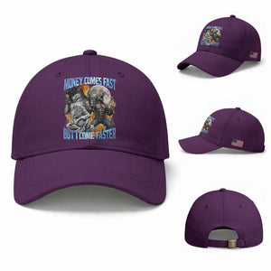 Money Comes Fast But I Come Faster Baseball Cap Funny Alpha Wolf Werewolf Meme
