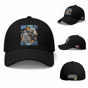 Money Comes Fast But I Come Faster Baseball Cap Funny Alpha Wolf Werewolf Meme