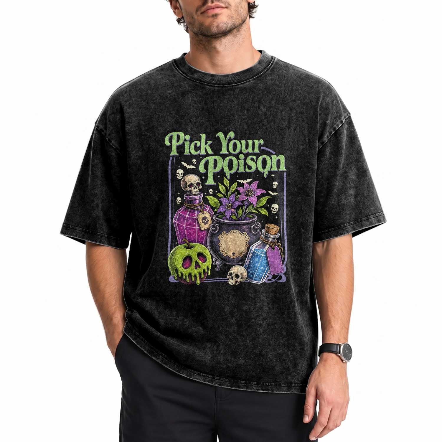 Pick Your Poison Washed Cotton T-Shirt Vintage Princess Halloween