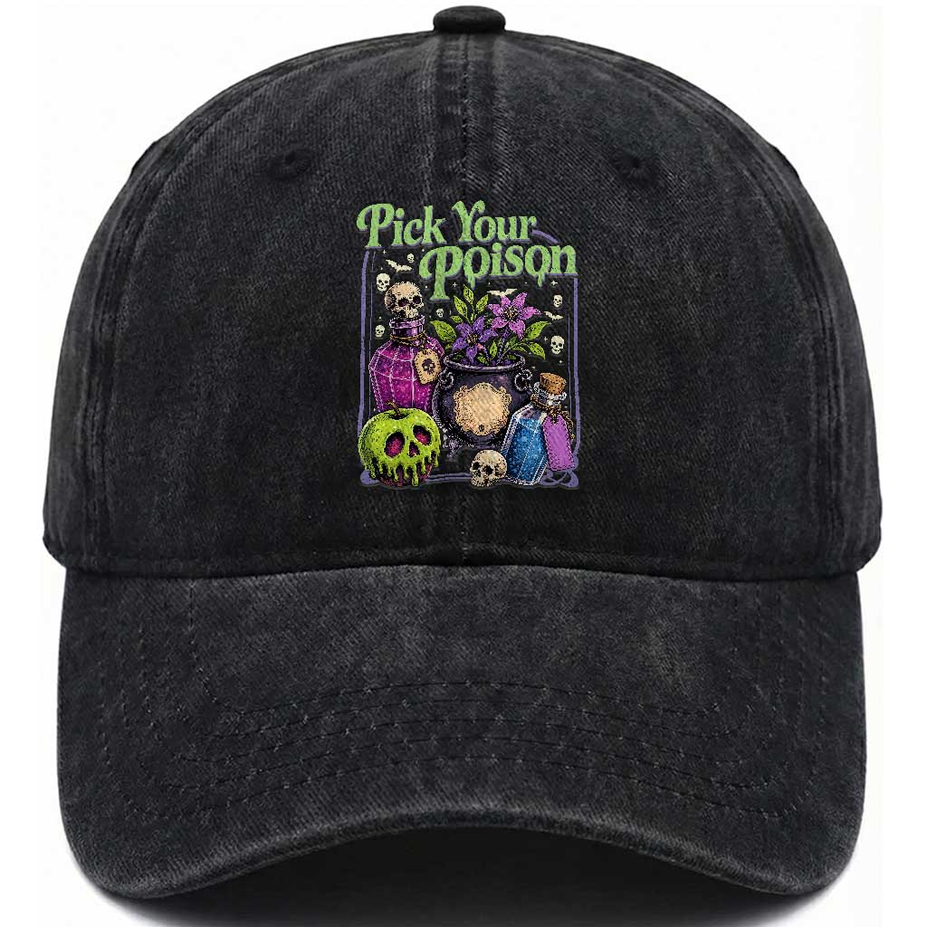 Pick Your Poison Washed Cotton Baseball Cap Vintage Princess Halloween