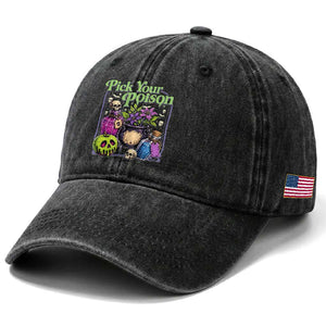 Pick Your Poison Washed Cotton Baseball Cap Vintage Princess Halloween