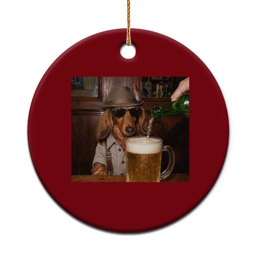 Dachshund Oktoberfest Ceramic Ornament Funny Wiener Dog German Beer Drinking Festival