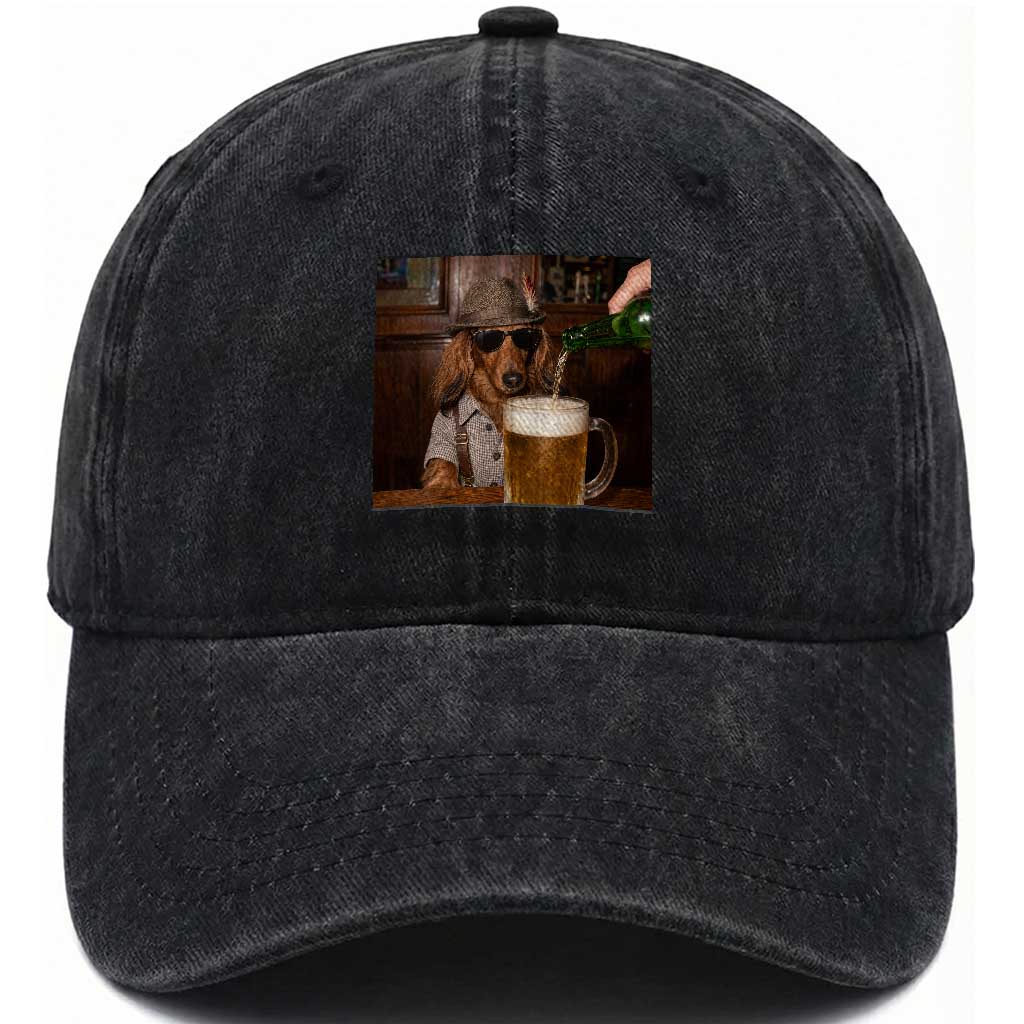 Dachshund Oktoberfest Washed Cotton Baseball Cap Funny Wiener Dog German Beer Drinking Festival