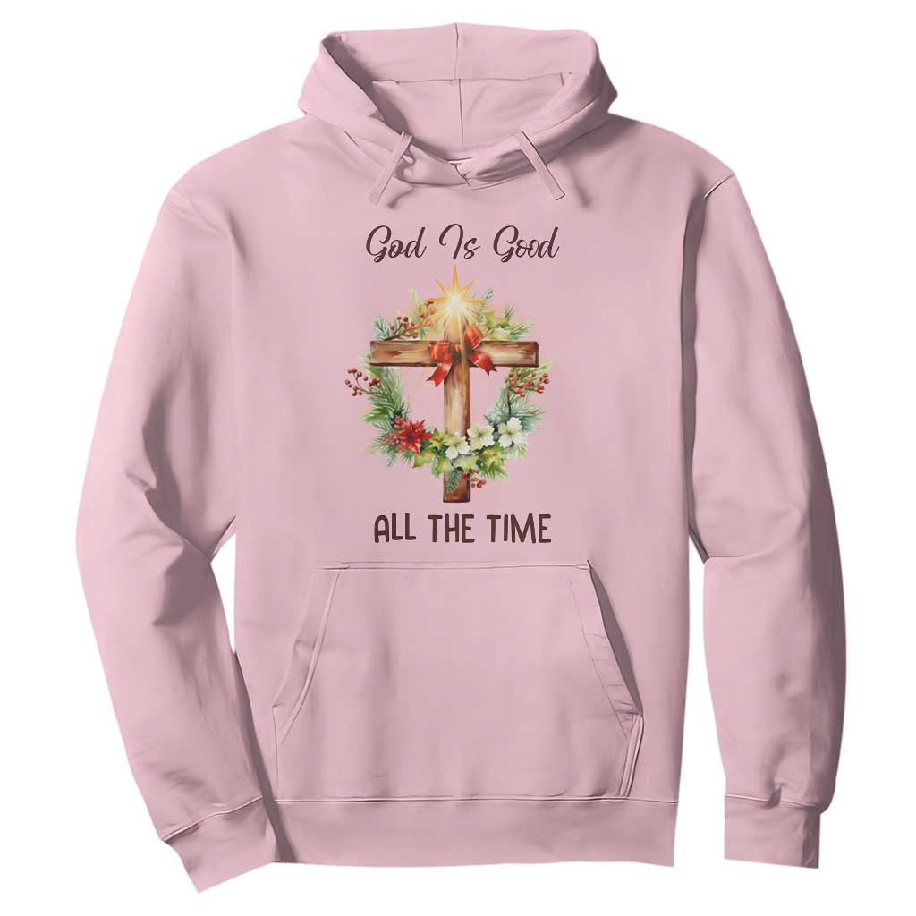 Cross Christian Christmas Hoodie God Is Good All The Time TS14 Light Pink Print Your Wear