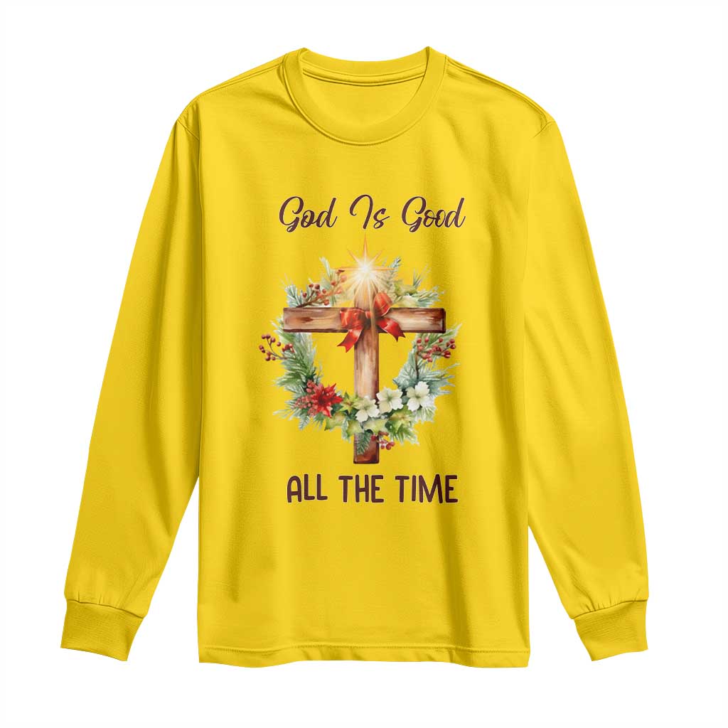 Cross Christian Christmas Long Sleeve Shirt God Is Good All The Time TS14 Daisy Print Your Wear