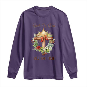Cross Christian Christmas Long Sleeve Shirt God Is Good All The Time TS14 Purple Print Your Wear