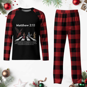 Jesus Christian Plaid Pajama Set Cross Bible Verse Matthew 2:13 TS14 Buffalo Plaid Print Your Wear