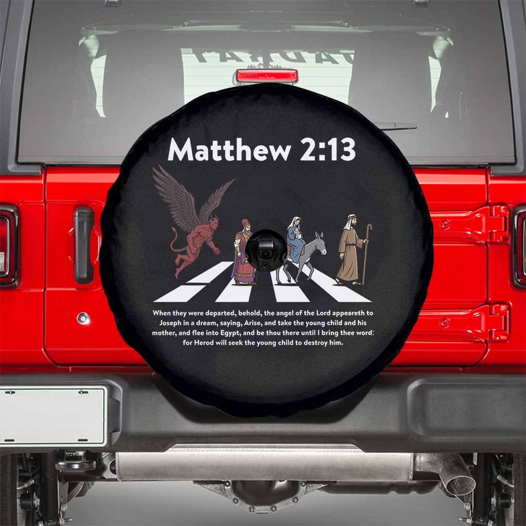 Jesus Christian Spare Tire Cover Cross Bible Verse Matthew 2:13 TS14 Black Print Your Wear