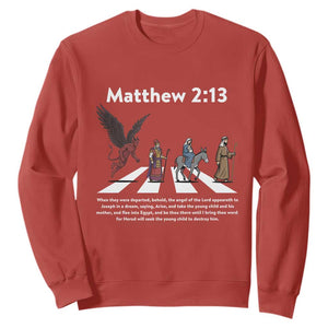 Jesus Christian Sweatshirt Cross Bible Verse Matthew 2:13 TS14 Red Print Your Wear