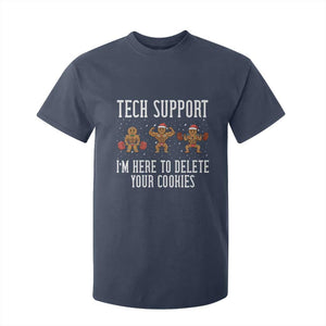 Tech Support Funny Christmas T Shirt For Kid Gingerbread I Am Here To Delete Your Cookies TS14 Navy Print Your Wear