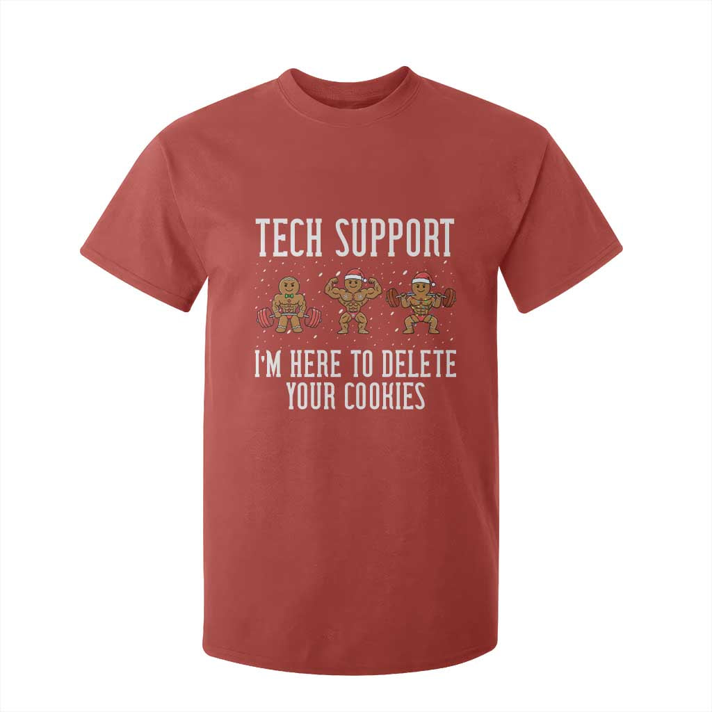 Tech Support Funny Christmas T Shirt For Kid Gingerbread I Am Here To Delete Your Cookies TS14 Red Print Your Wear