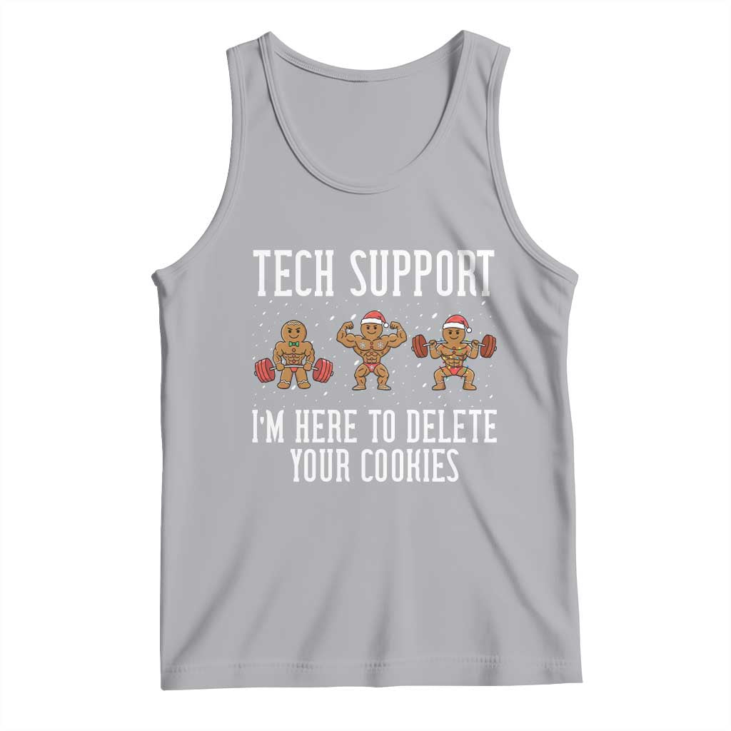Tech Support Funny Christmas Tank Top Gingerbread I Am Here To Delete Your Cookies TS14 Athletic Heather Print Your Wear