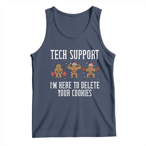Tech Support Funny Christmas Tank Top Gingerbread I Am Here To Delete Your Cookies TS14 Navy Print Your Wear