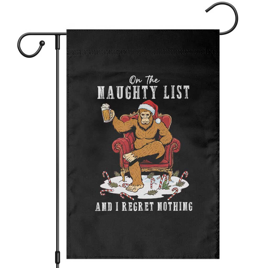Funny Bigfoot Christmas Garden Flag On The Naughty List And I Regret Nothing TS14 Black Print Your Wear
