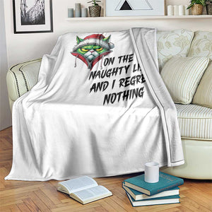 Funny Cat Green Christmas Throw Blanket On The Naughty List And I Regret Nothing TS14 Print Your Wear