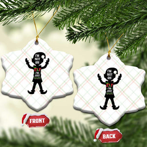 Funny Xmas Matching Family Ceramic Ornament I Am Not An Elf Im Just Short TS14 Print Your Wear
