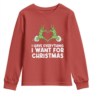 Funny Elf Hand Christmas Youth Sweatshirt I Have Everything I Want For Christmas TS14 Red Print Your Wear