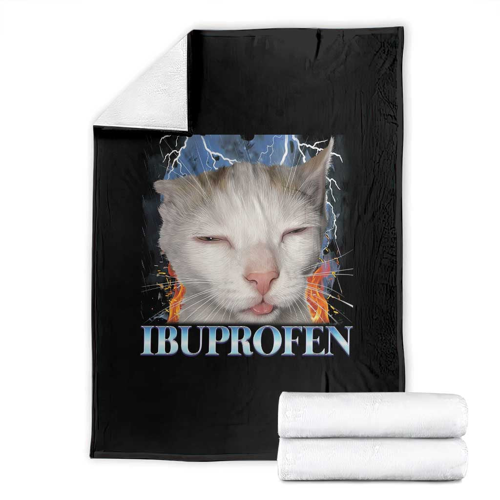 Funny Cat Meme Throw Blanket Ibuprofen Silly Kitten TS14 Black Print Your Wear
