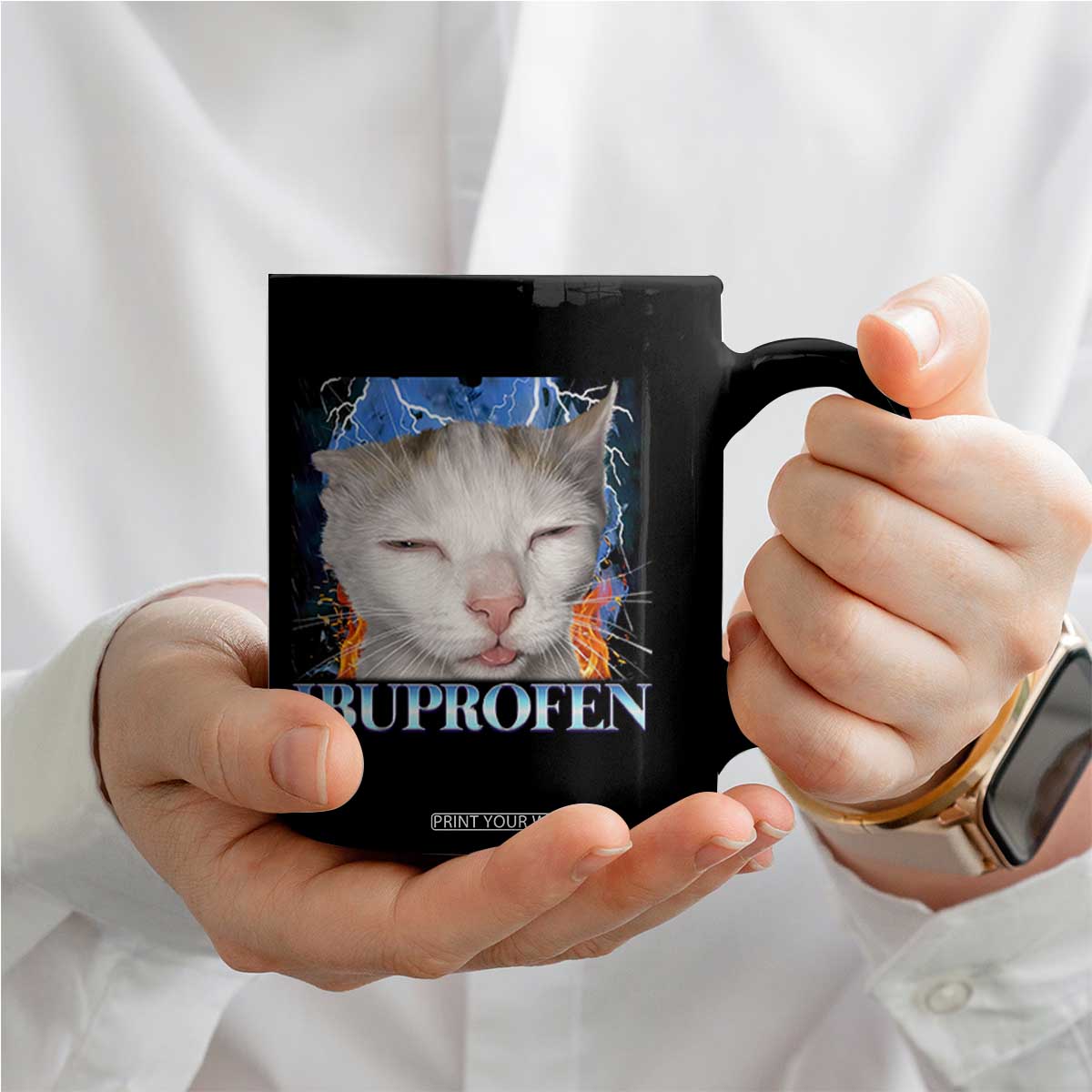 Funny Cat Meme Coffee Mug Ibuprofen Silly Kitten TS14 Print Your Wear