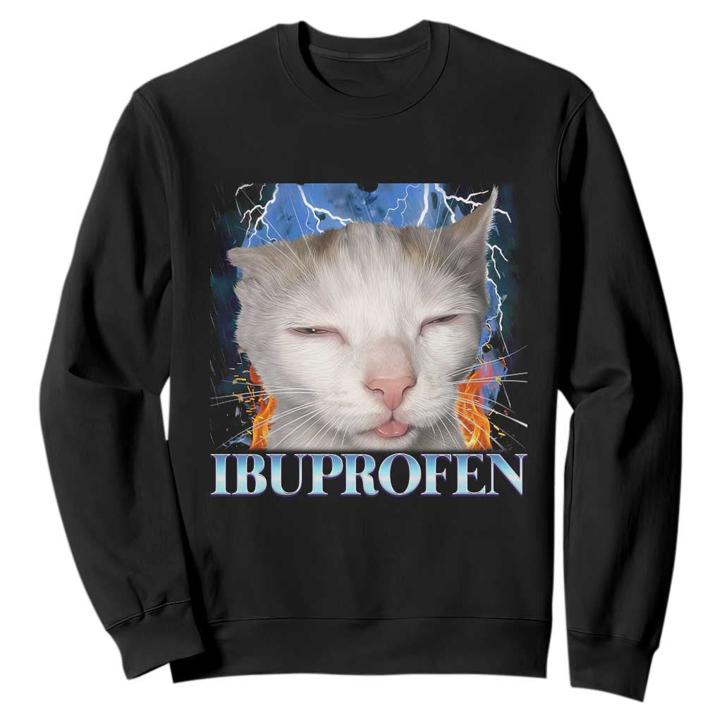 Funny Cat Meme Sweatshirt Ibuprofen Silly Kitten TS14 Black Print Your Wear