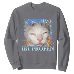 Funny Cat Meme Sweatshirt Ibuprofen Silly Kitten TS14 Charcoal Print Your Wear