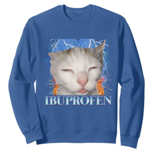 Funny Cat Meme Sweatshirt Ibuprofen Silly Kitten TS14 Royal Blue Print Your Wear