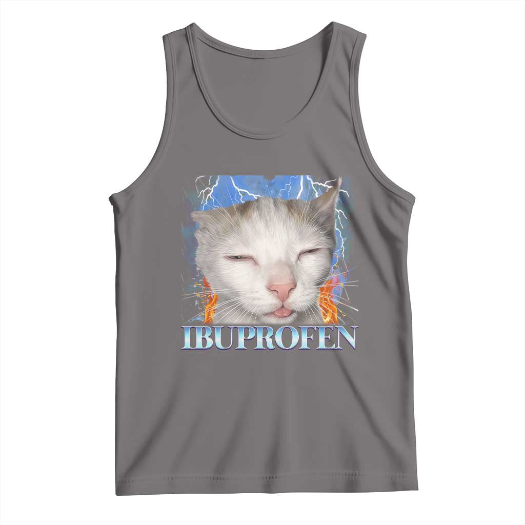 Funny Cat Meme Tank Top Ibuprofen Silly Kitten TS14 Deep Heather Print Your Wear