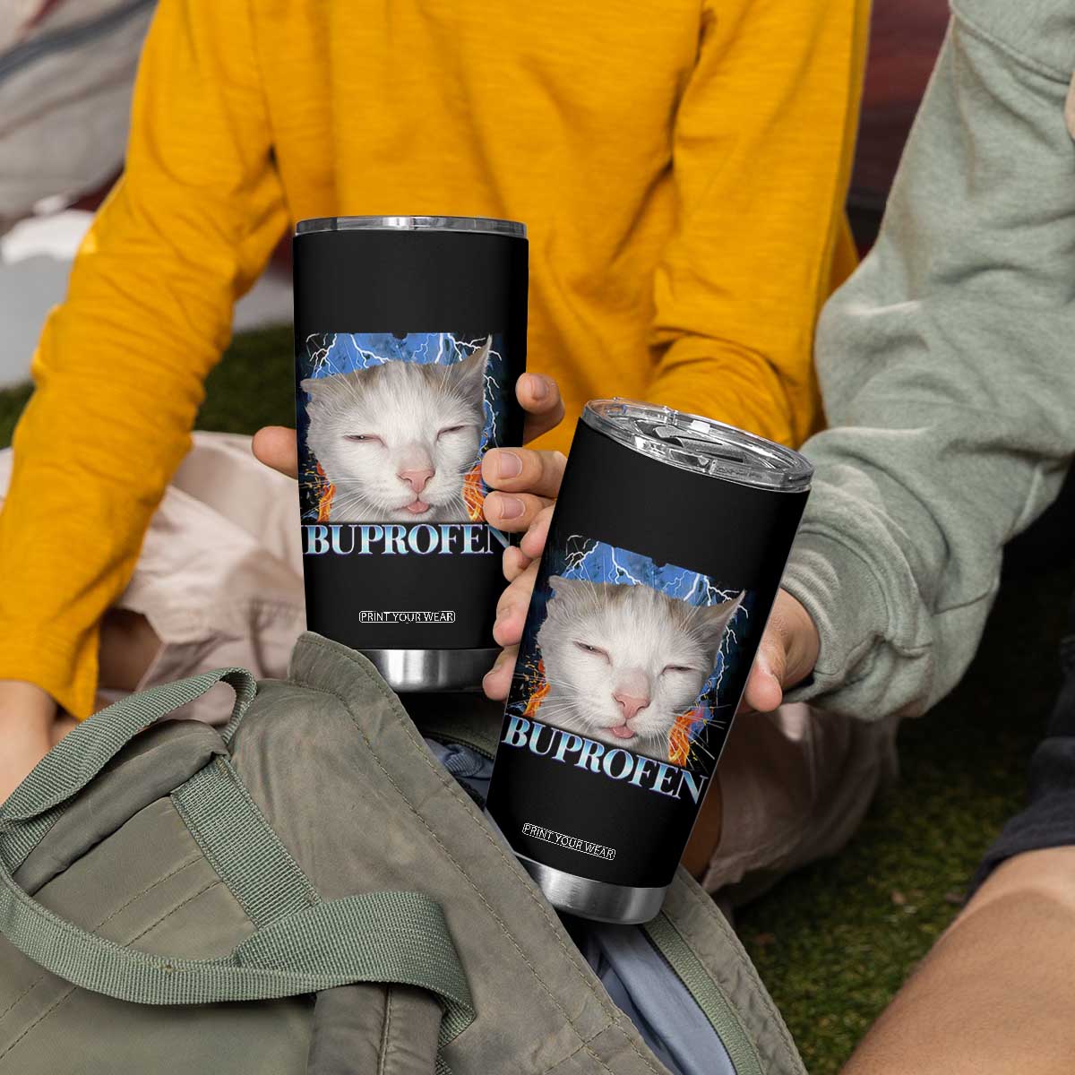 Funny Cat Meme Tumbler Cup Ibuprofen Silly Kitten TS14 Print Your Wear