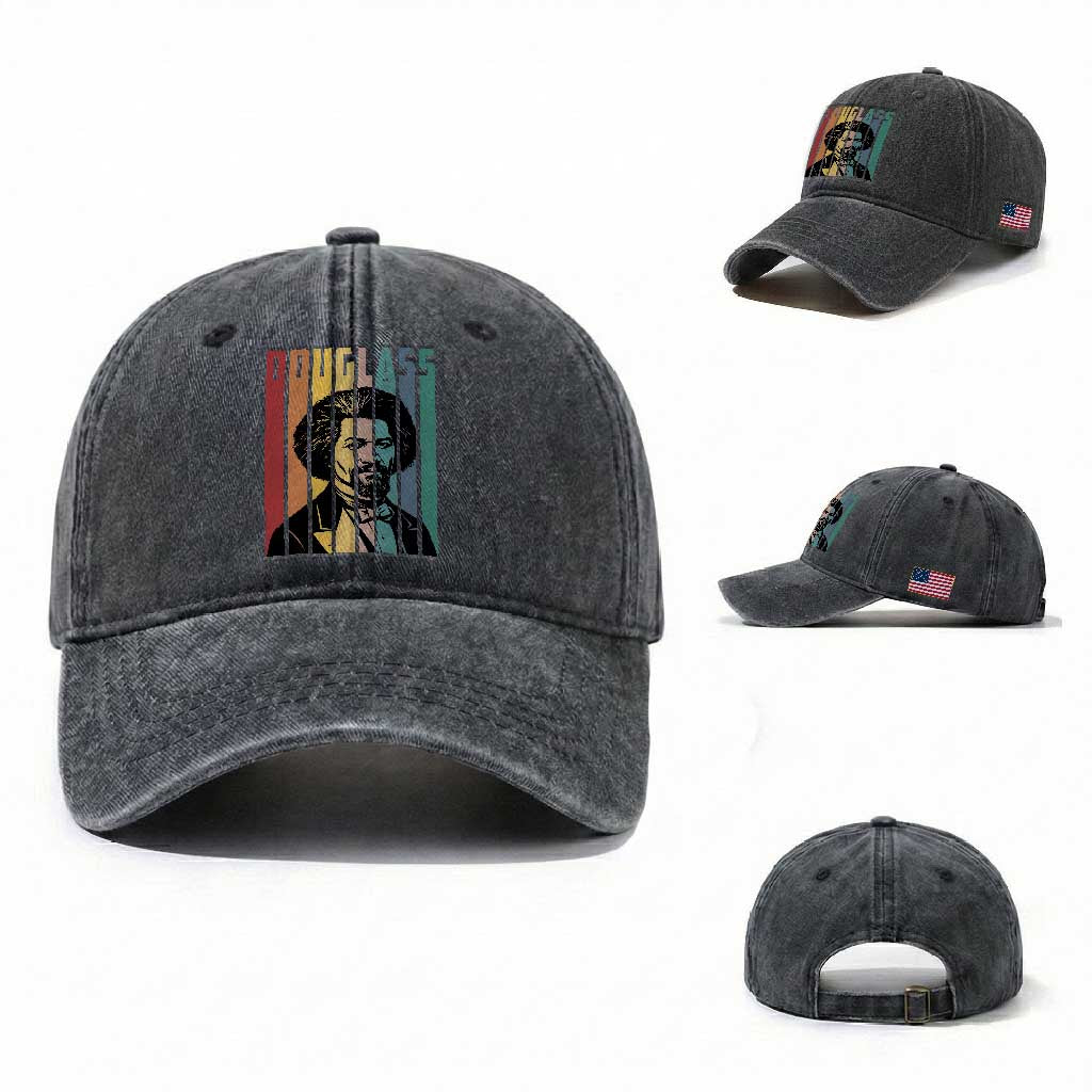 Frederick Douglass Washed Cotton Baseball Cap American Black History TS14 Washed Cap Universal Fit Dark Gray Print Your Wear