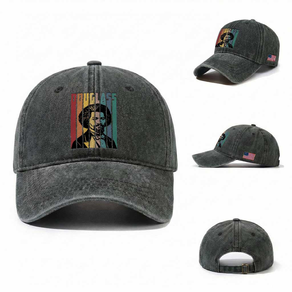 Frederick Douglass Washed Cotton Baseball Cap American Black History TS14 Washed Cap Universal Fit Dark Green Print Your Wear