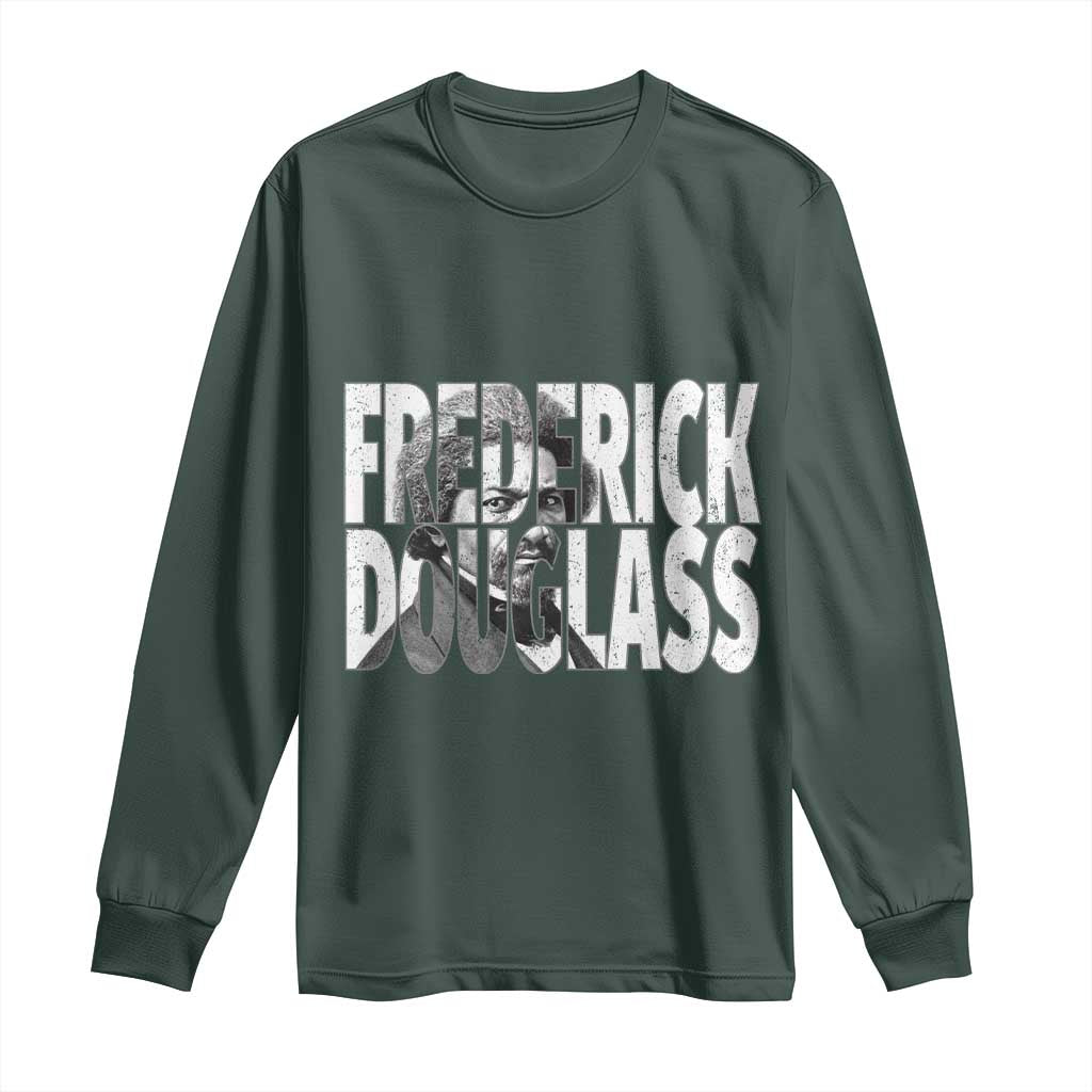 Frederick Douglass Long Sleeve Shirt Black History Month TS14 Dark Forest Green Print Your Wear