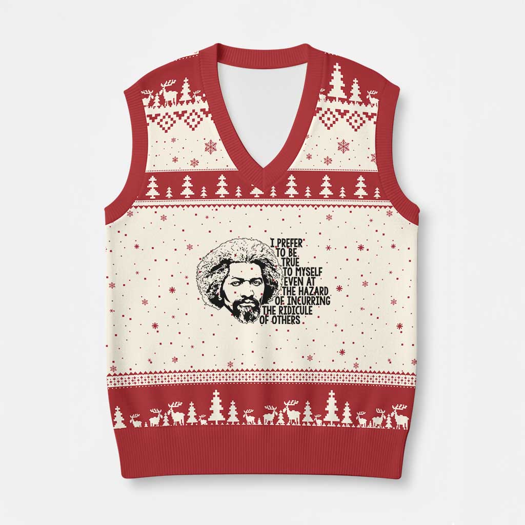 Frederick Douglass Pride Quote V-Neck Knit Sweater Vest TS14 Beige Red Print Your Wear