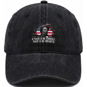 Frederick Douglass American Flag Washed Cotton Baseball Cap Is There Is No Struggle There Is No Progress TS14 Washed Cap Universal Fit Black Print Your Wear