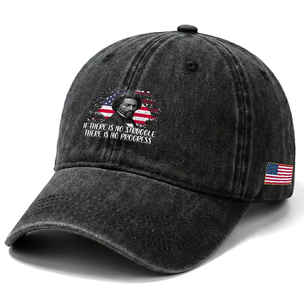 Frederick Douglass American Flag Washed Cotton Baseball Cap Is There Is No Struggle There Is No Progress TS14 Print Your Wear
