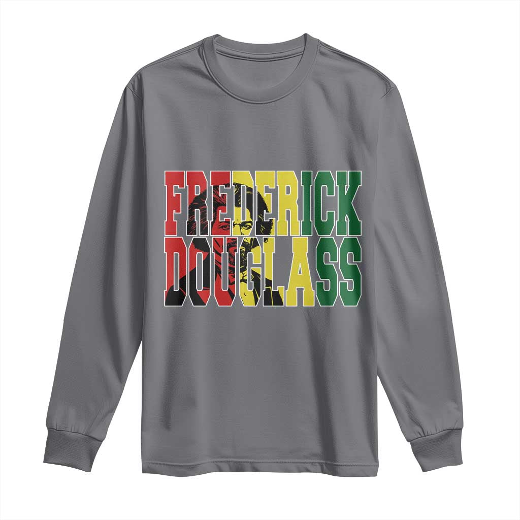Frederick Douglass Long Sleeve Shirt Pan African Flag Black History Month TS14 Charcoal Print Your Wear