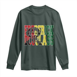 Frederick Douglass Long Sleeve Shirt Pan African Flag Black History Month TS14 Dark Forest Green Print Your Wear