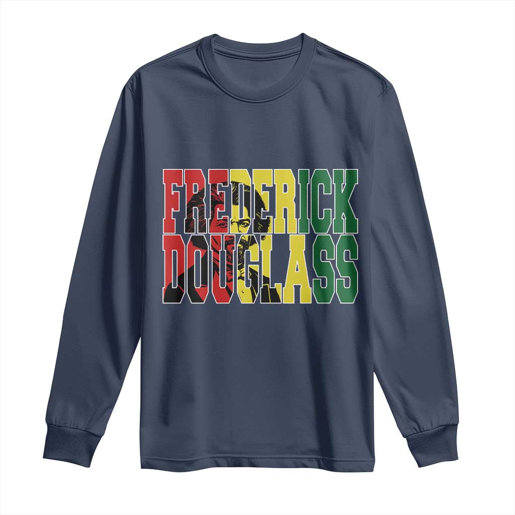 Frederick Douglass Long Sleeve Shirt Pan African Flag Black History Month TS14 Navy Print Your Wear