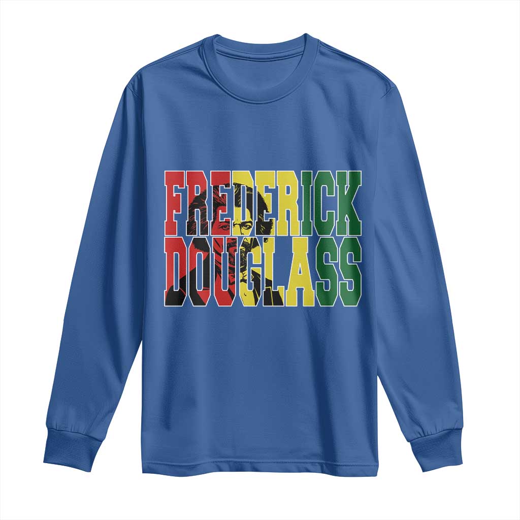 Frederick Douglass Long Sleeve Shirt Pan African Flag Black History Month TS14 Royal Blue Print Your Wear