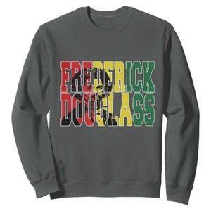 Frederick Douglass Sweatshirt Pan African Flag Black History Month TS14 Dark Heather Print Your Wear