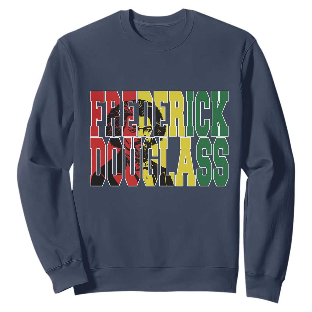 Frederick Douglass Sweatshirt Pan African Flag Black History Month TS14 Navy Print Your Wear