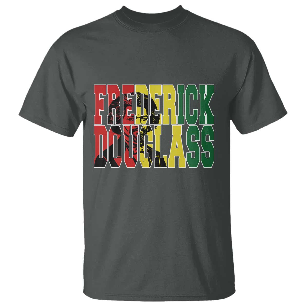 Frederick Douglass T Shirt Pan African Flag Black History Month TS14 Dark Heather Print Your Wear