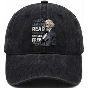 Frederick Douglass Freedom Quote Washed Cotton Baseball Cap Once You Learn to Read TS14 Washed Cap Universal Fit Black Print Your Wear