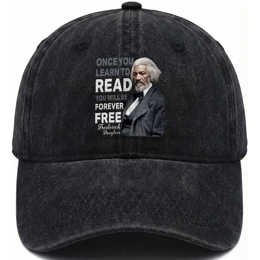 Frederick Douglass Freedom Quote Washed Cotton Baseball Cap Once You Learn to Read TS14 Washed Cap Universal Fit Black Print Your Wear