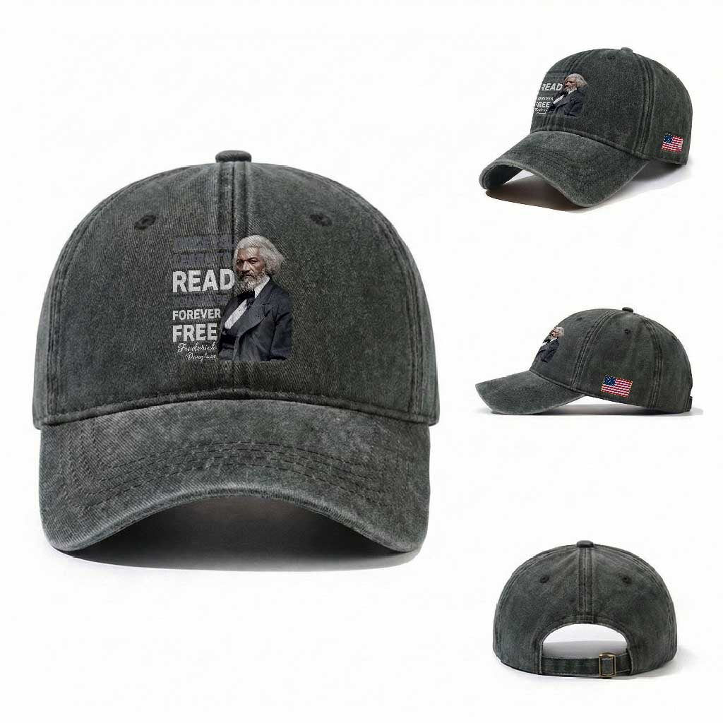 Frederick Douglass Freedom Quote Washed Cotton Baseball Cap Once You Learn to Read TS14 Washed Cap Universal Fit Dark Green Print Your Wear